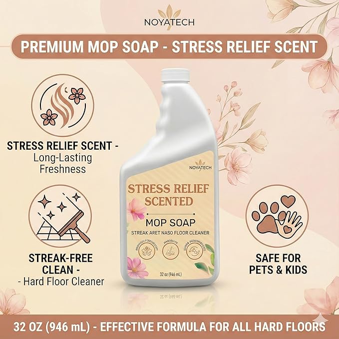 Mop Soap Highly Scented Stress Relief Fragrance. Floor Cleaner Concentrate – Non-Toxic, Pet safe, No Residue – Safe for Tile, Stone, Marble, Wood, & Grout – For All Mop Types – Made in USA
