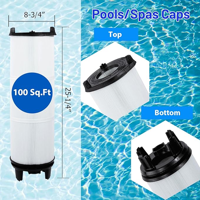 HANXER® 25021-0200S Pool Filter Cartridge Replaces for S7M120 Inner Filter Cartridge, Sta-Rite System 3, SR300 Swimming Pool Filter Cartridge, 100 Sq.Ft. Filtration Area