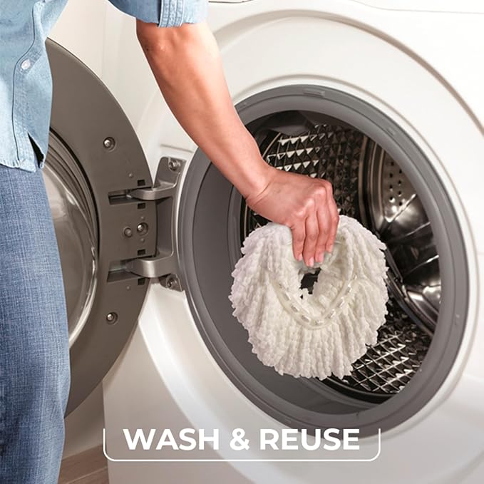 O-Cedar Easywring Microfiber Spin Mop & Bucket Floor Cleaning System with 4 Extra Refills