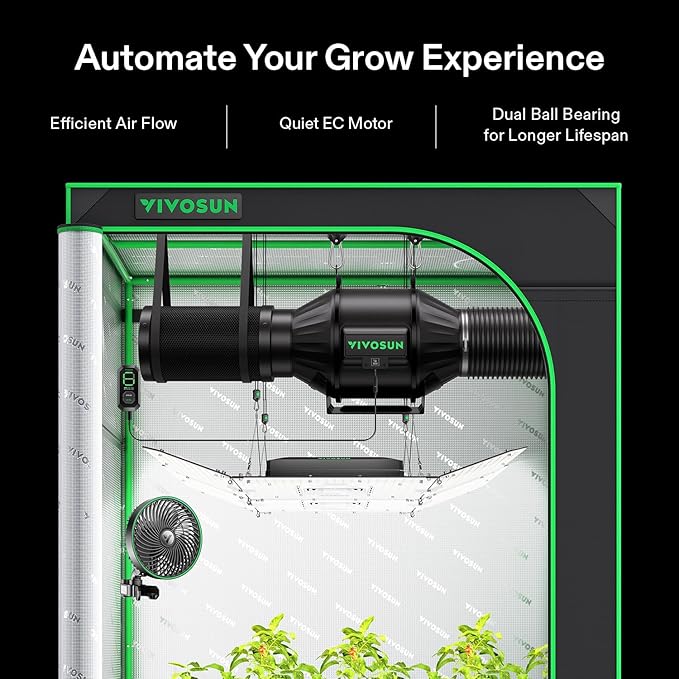 VIVOSUN T4 4" Inline Fan &Speed Controller, AeroZesh Ventilation Fan with 210 CFM EC Motor for Moisture Prevention during Snowstorm, Ideal for Winter Ventilation, Maintain Airflow During Snowy Day