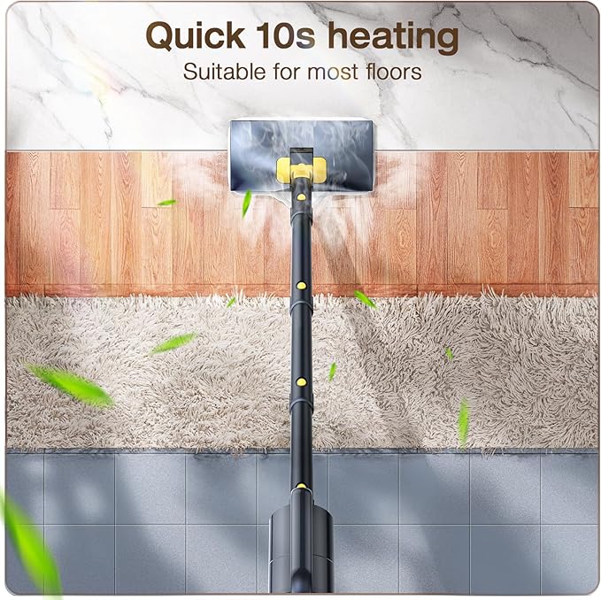 ScrubWiz Steam Mop with Detachable Handheld Steam Cleaner, 10-in-1 Multi Accessories, Quick 10s Heat, 350ml and 2-Level Steamer for Cleaning Floor, Carpet, BBQ Grill, Tile, and Grout, Gray