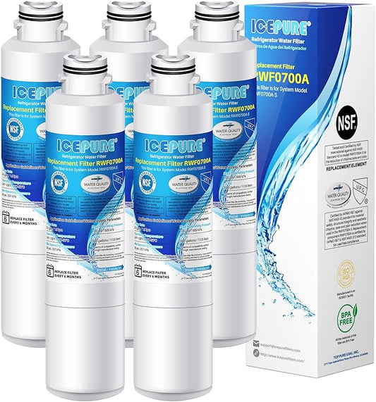 ICEPURE DA29-00020B Refrigerator Water Filter Replacement for Samsung DA29-00020A/B, HAF-CIN/EXP, DA29-00020B-1, RF25HMEDBSR, RF28HMEDBSR, RS25J500DSR&More Models, (5 PACK)