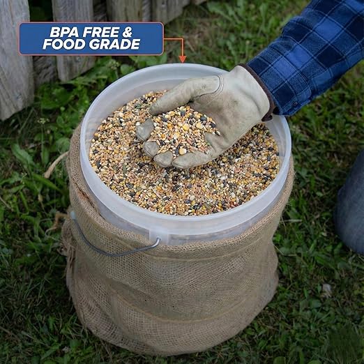 Hudson Exchange 7 Gallon (2 Pack) Large Bucket Pail Container with Easy Peel Lid, Food Grade BPA Free HDPE, Natural