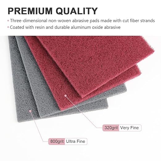 16 Scuff Pad Variety Pack, 8 Each Maroon, Gray, Scuffing, Scouring, Sanding, Cleaning, Blending, Paint Surface Prep Adhesion - 6" x 9" Automotive Auto Body 7447&7448