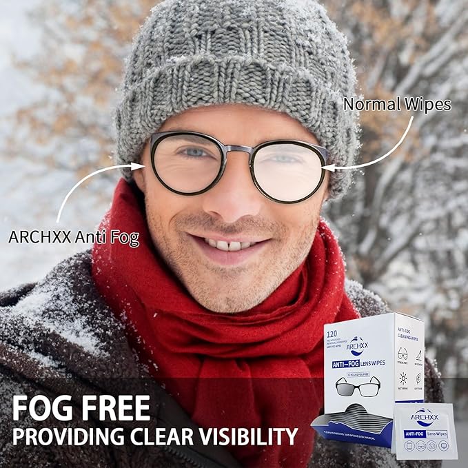 Anti Fog Wipes for Glasses, 120 Count,Pre-Moistened Cleaning Wipes, Lens Cleaner Wipe for Eyeglasses,Sunglasses,Goggles,Screen,Phone,Individually Wrapped Eye Glasses Cleaner