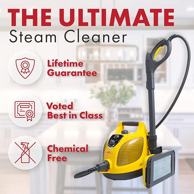 Vapamore MR-100 Primo Steam Cleaner, 20 Extensions/Attachments including the Turbo Pet Tool, Chemical Free Professional-Grade Steamer for Cleaning Floors, Mattresses, Cars, Upholstery and More