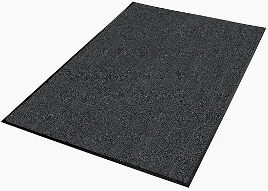 Guardian Platinum Series Indoor Wiper Floor Mat, Rubber with Nylon Carpet, 2'x2', Grey