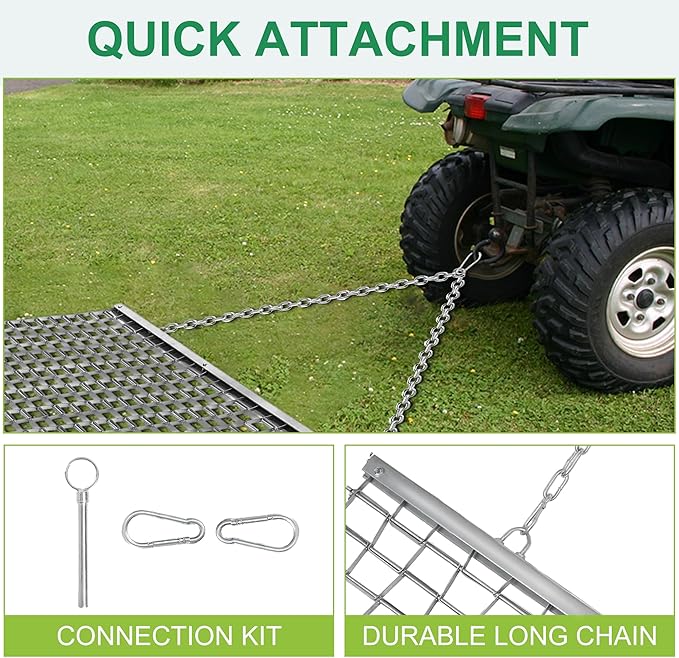 Rengue ATV/UTV 4 x 4 Feet Baseball Field Drag, Lawn Leveling Steel Mesh Heavy Duty Surface Leveling Mat for Manual or Vehicle Driveway Farm Garden Football Field