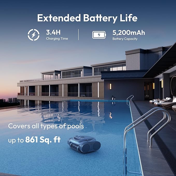 Bubot 700 Cordless Pool Vacuum, Robotic Pool Cleaner with Superior Suction, Smart Navigation, APP Control, Wall/Waterline Cleaning, 210-Min Runtime for Inground Pools up to 861 Sq.Ft (Space Grey)