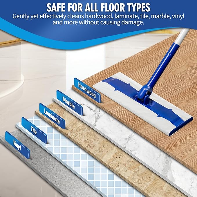 24 Count Disposable Wet Mop Pad Compatible with Clorox Mop, Sweeper Mop, or Other Standard Mopping Tools, Floor Wipes for Mopping Cleaning, Unscented