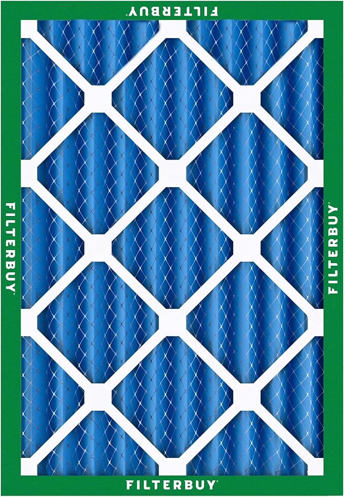 Filterbuy 20x25x4 Air Filter MERV 13 Optimal Smoke & Allergy Defense (6-Pack), Electrostatic Pleated HVAC AC Furnace Filters Replacement, Made in USA (Actual Size: 19.50 x 24.50 x 3.63)