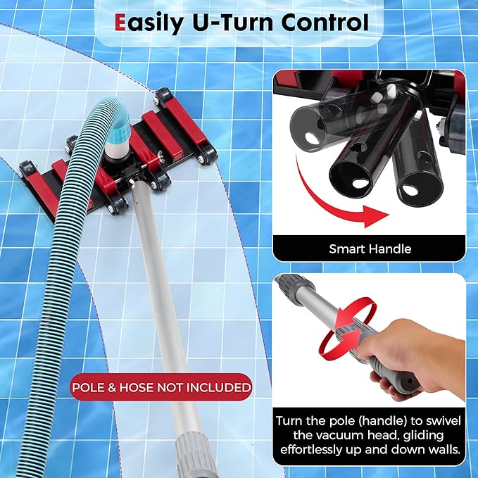 Sepetrel Commercial Grade Pool Vacuum Head with Wheels,14" Extra-Wide & Weighted Flexible Heavy-Duty Vac Cleaner for Effortless, Deep Cleaning