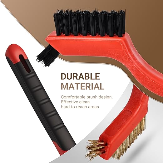 6 Pieces Wire Brushes Set, Nylon/Brass/Stainless Steel Bristles for Cleaning Welding Slag and Rust,Scratch Brush with Mini Head & Hanging Hole for Everyday Cleaning
