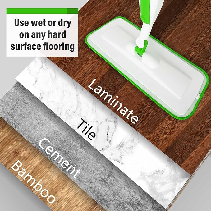 Mops for Floor Cleaning Wet Spray Mop with 14 oz Refillable Bottle and 3 Washable Microfiber Pads Home or Commercial Use Dry Wet Flat Mop for Hardwood Laminate Wood Ceramic