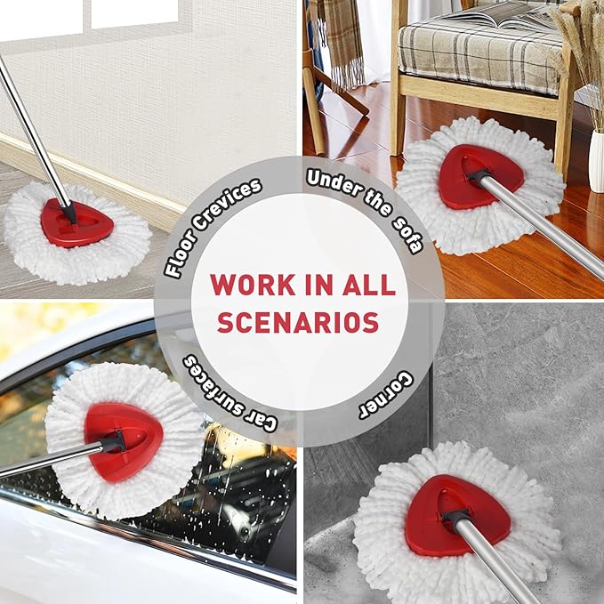 12-Pack Spin Mop Replacement Heads Compatible with Ocedar Mop Heads Replacements, Microfiber Spin Mop Refills Heads for Easy Wring, Mop Head Replacement for Easy House Cleaning Floor Mopping