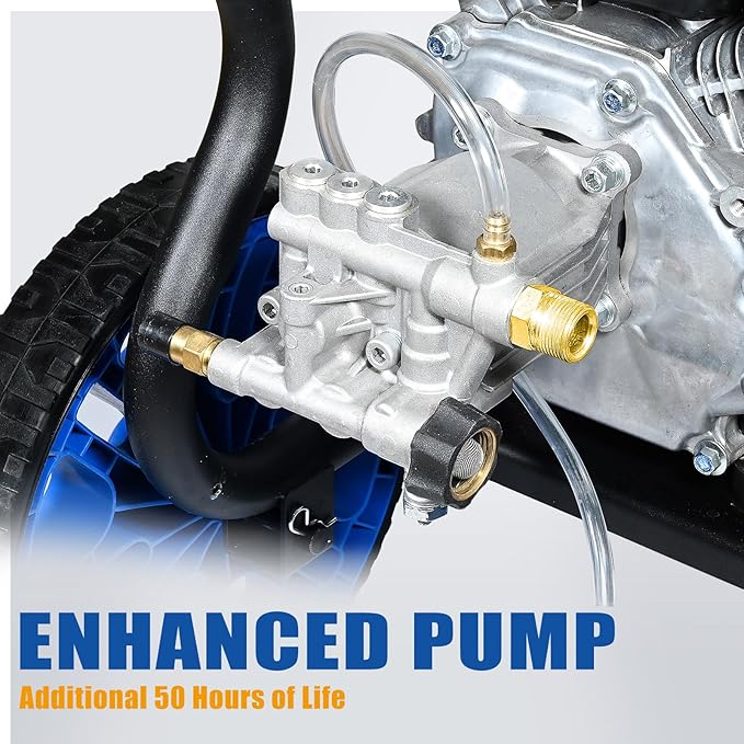 TOOLCY Gas Pressure Washer 3400 PSI & 2.8 GPM, High-Performance 212cc Engine, Reinforced Pump, 35FT Extended Power Hose, Kink-Less Swivel Gun with & 5 Nozzles, for Cars/Fences/Driveways/Homes/Patios