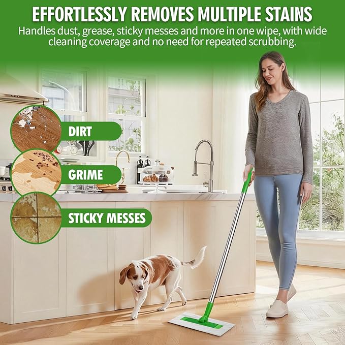 24 Count Wet Pad Refill Heavy Duty Compatible with Swiffer Sweeper Mop, Disposable Wet Mopping Cloths for Multi-Surface Floor Cleaning, Unscented