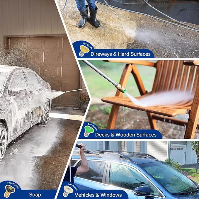 BILT HARD 1.76 GPM 2300 PSI Electric Pressure Washer, Power Motor with Stainless Steel Wand, 4 Spray Nozzles, Built-in Detergent Tank, 20Ft Hose, 35Ft Power Cord for Cars/Driveway/Fences/Home/Patios