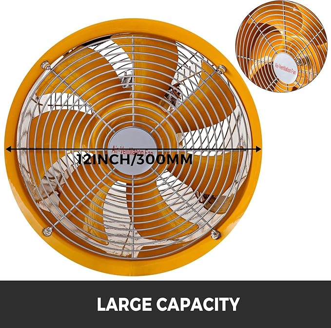 VEVOR Explosion Proof Fan 12 Inch, 550W, Industrial Portable Ventilator Blower/Exhaust with 9.8ft Light Cord -No Plug