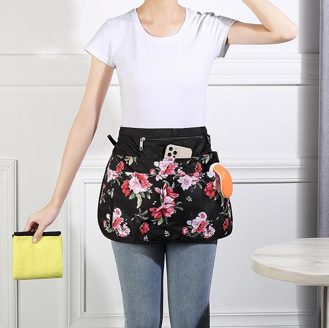 Cleaning Caddy Apron for Women with 7 Pockets, Professional Waterproof Housekeeping Work Apron