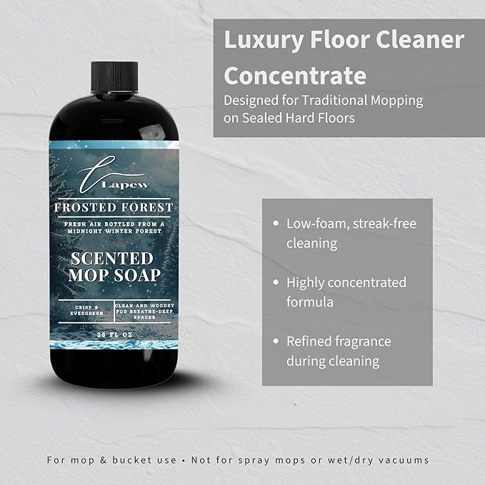 Luxury Floor Cleaner, Scented Mop Soap Concentrate | Hard Floor Cleaner for Tile, Vinyl, Laminate, LVP & Sealed Hardwood | Low-Foam, Streak-Free | 36 oz | Frosted Forest