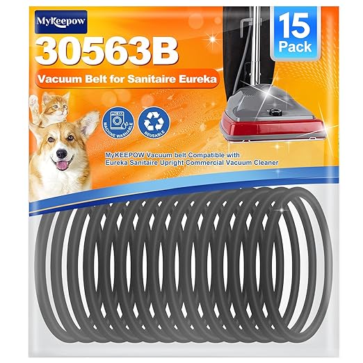 15 Pack Vacuum Belts for Sanitaire Commercial Upright SC679, Round Belt for Eureka Vacuum Cleaner,Replace Parts 30563B, 30563A
