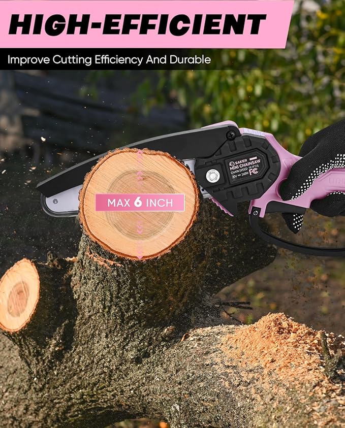 Saker Mini Chainsaw|6 Inch Chainsaws[2025 Upgraded]|Mini Cordless Electric Chain Saw|Small Handheld Portable Chain Saws Battery Powered Chain Saw for Tree Trimmer and Garden,Valentine's Day Gifts