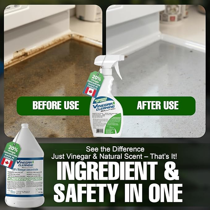Eco Solutions Vinegar Cleaning Solution - multipurpose cleaning vinegar for home, outdoors & automotive, 20% vinegar concentrate (5.3 Gallon (20 Litre))