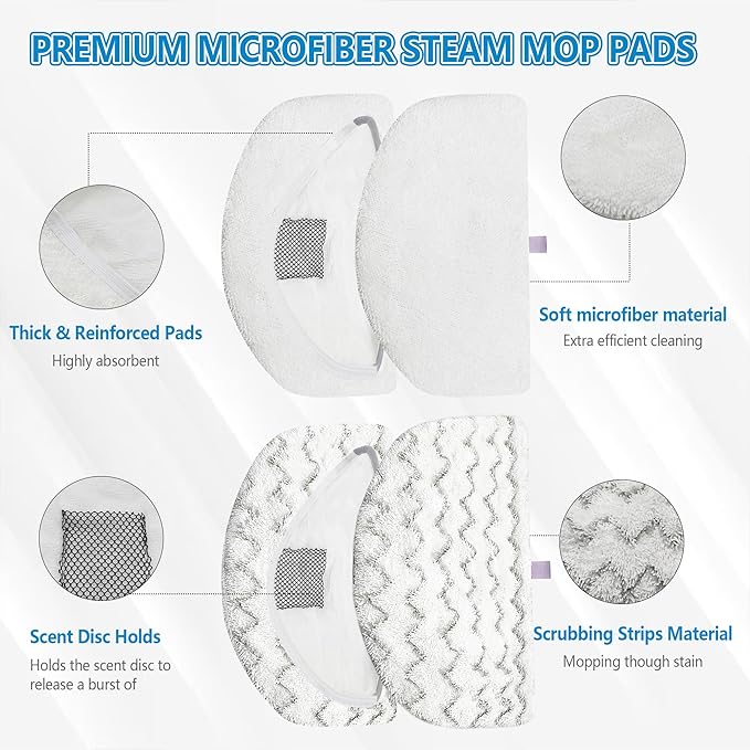 12 Pack 1940 1806 Steam Mop Pads Replacement for Bissell Powerfresh Steam Mop 1940 1440 1544 1806 2075 2181 2814, for Bissell Steam Mop Pads 19402 19404 19408 19409 1940A 1940W 2685A 2075A 5938