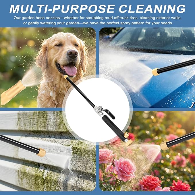 Garden Hose Nozzle, High Pressure Hydro Jet Washer Wand Triple Nozzles Including Hose Spray Nozzle Universal Quick Connectors For Powerful Cleaning