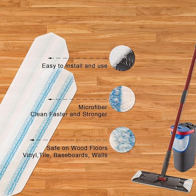 Flat Mop Replacement Pads Compatible with H2prO , H2pro Flat Mop Replacement Pads, Washable & Reusable Microfiber Mop Head/Refill ( Pack of 2)