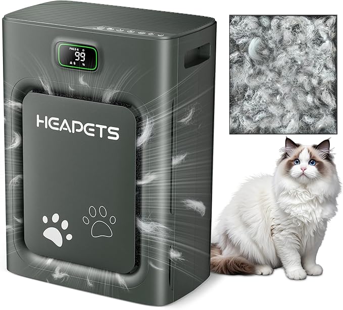 Pet Air Purifier for Home Large Room 2500 sq ft,H13 HEPA Washable Double-Sided Filter,Air Cleaner for Pet Hair Dander Odor Allergies Pollutant Smoke Dust,PM2.5 Air Quality Monitor,Auto Mode,P358 Black