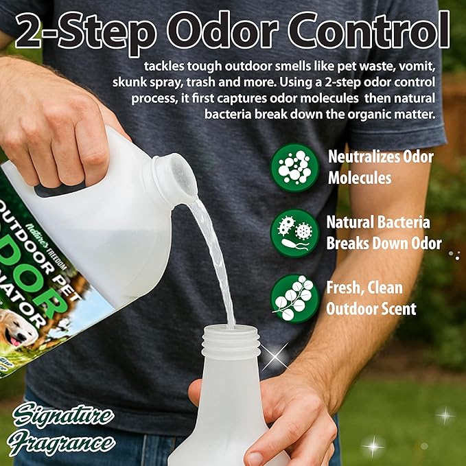 Nature's Freedom Outdoor Pet Odor Eliminator – Gallon Enzyme Cleaner with Pump Sprayer for Yard, Turf, Patios, Kennels, Concrete