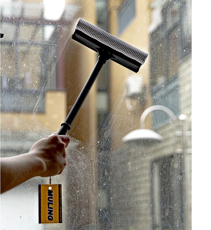 Window Squeegee Cleaning Tool Window Cleaner Car Squeegee Windshield Cleaning Sponge and Rubber Squeegee,BlackM