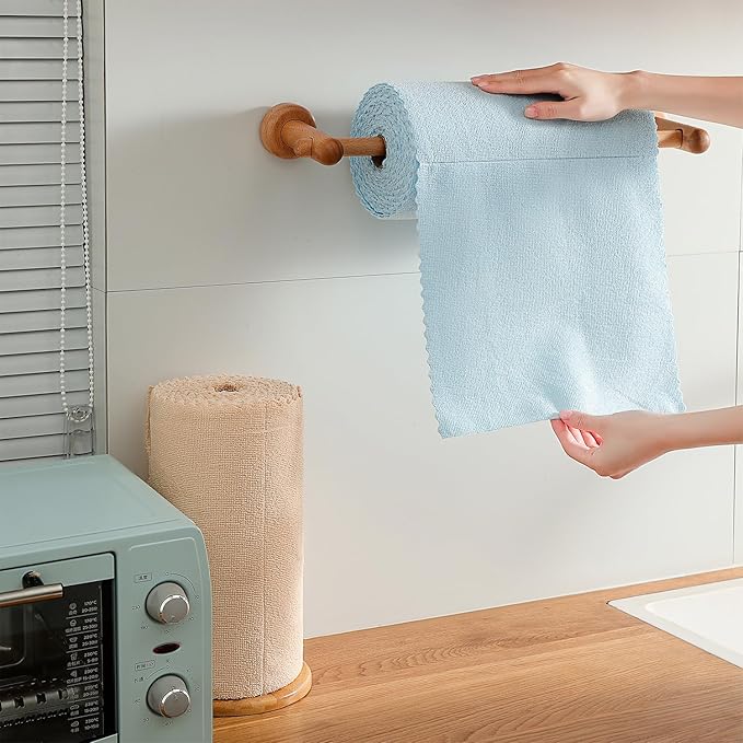 80 Pack Microfiber Cleaning Cloth Roll,Lint Free Rags & Tear Away Reusable Towels Washable Scratch,Ultra Absorbent Dish Rags(12" x 12") for Car Kitchen Home Garage-Blue