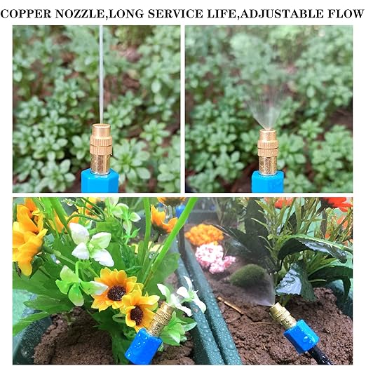 Drip Irrigation Kit, Automatic Irrigation System with Replaceable 360°Bendable Sprayer,atomizing Copper Nozzle for Watering System for Garden Plant Lawn Patio and Yard. (15)