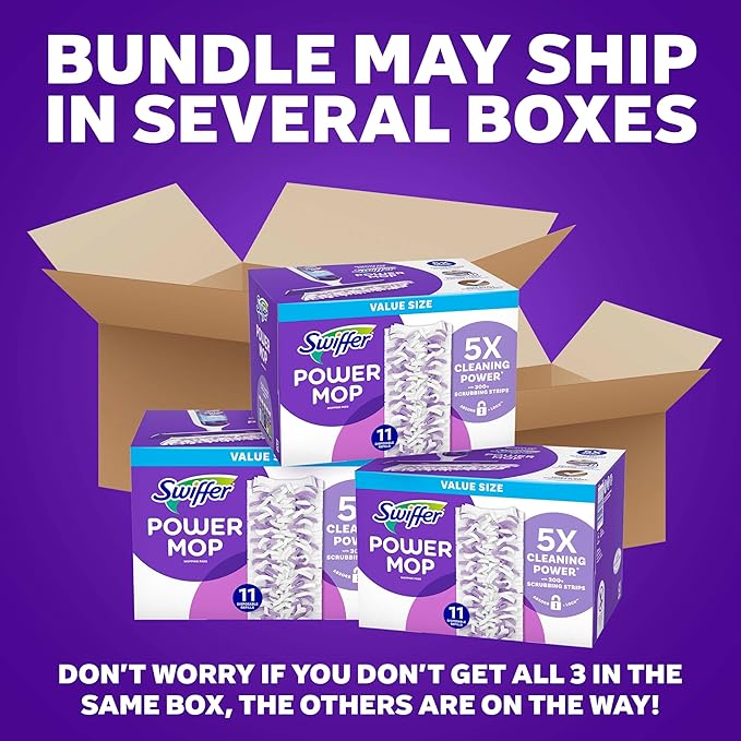 Swiffer PowerMop Multi-Surface Mopping Pad Refills, Made by Swiffer, for Floor Cleaning, 11 Count (Pack of 3)