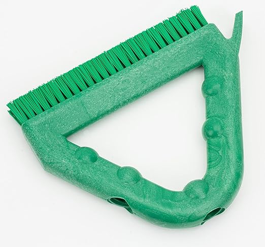 SPARTA Plastic Commercial Grout Brush, Triangle-Shaped Scrub Brush with Scraper and Two Threaded Holes for Attaching Handle (Sold Separately), 9 x 7 x 7 Inches, Green