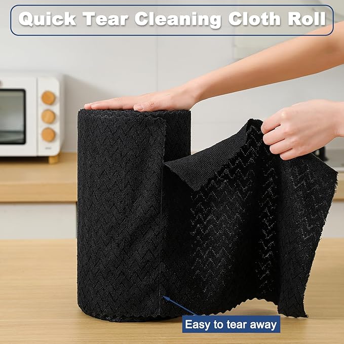 80 Pack Microfiber Cleaning Cloth Roll Reusable Paper Towels 12"x12" Tear Away Cloth,Absorbent Dish Rags for House Kitchen,Wash Cloths,Lint Free Rags for Window Cars Cleaning Supplies