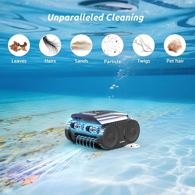 (2026 Upgrade) Cordless Robotic Pool Cleaner, Robotic Pool Vacuum for Inground Pools, Floor, Wall, Waterline and Drain Cleaning, 180 min Battery Life for Pool Up to 2150 Sq.ft