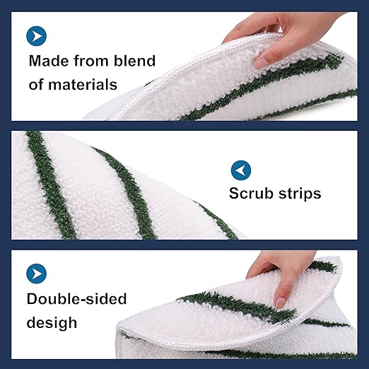 3PK 19inch Commercial Grade Synthetic Carpet Bonnet with Green Scrubber Strips, Reuseable Floor Scrubber Pads, Scrubber Brush Buffing Pad Mounts to Any Traditional Pad Driver
