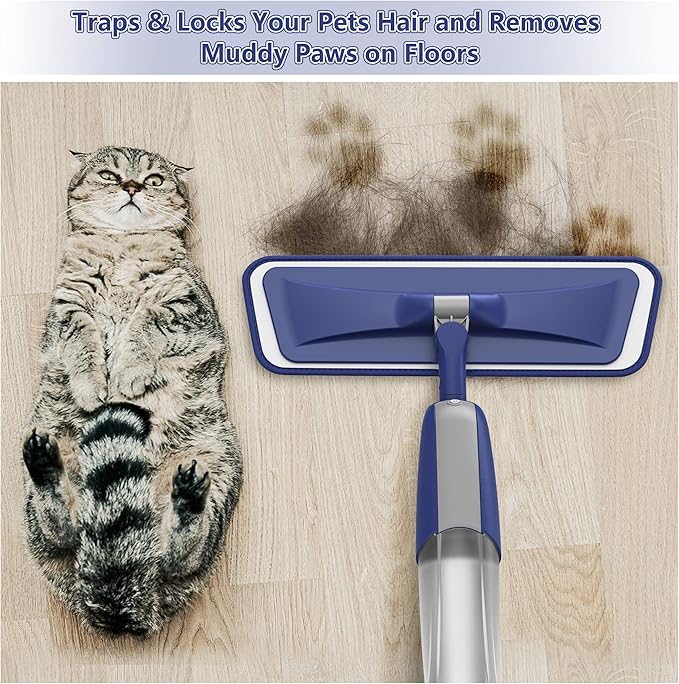 Spray Mops for Hardwood Floor Cleaning - MEXERRIS Microfiber Wet Dust Mops with 4 Reusable Pads 2 Refillable Bottles - Wood Floor Mop Home Commercial Mops for Hardwood Tile Wood Laminate Vinyl