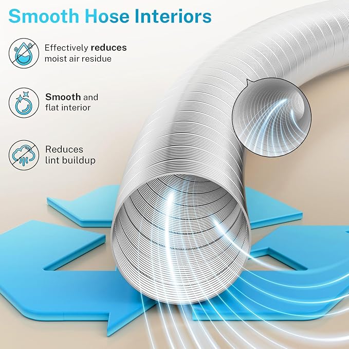 4 Inch 5FT Semi Rigid Dryer Vent, Flexible Aluminum Dryer Vent Hose with Clamps, 3.9 Mil Aluminum Foil Tape for HVAC Ventilation, Duct Fan Systems