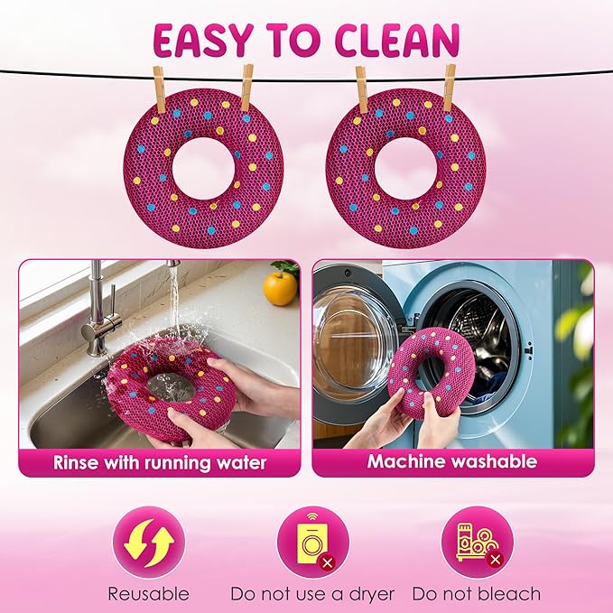 Hot-Tub-Scum-Absorber Doughnut Oil-Absorbing-Spa-Sponge-Hot-Tub-Floating-Sponge Pool-Cleaning-Sponge Hot-Tub-Scum-Bug-Reusable Keep Water Cleaner-Hot-Tub-Spa-Accessories for Adults Kids 2-Pack