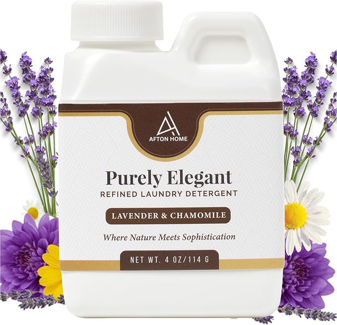 Elegant Luxury Plant-Based Laundry Detergent Lavender & Chamomile Scent, 4oz by Purely Elegant, Biodegradable, Sensitive Skin Safe, Highly Concentrated, Eco Mini Size, Paraben Free, HE