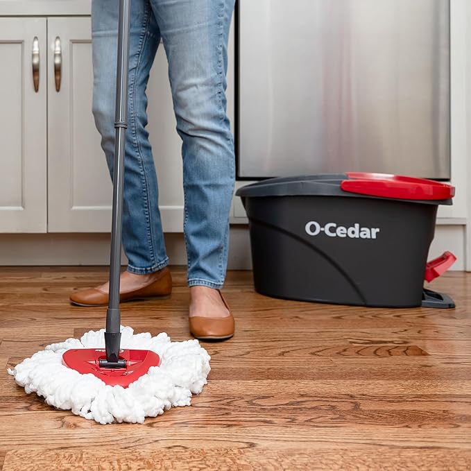 O-Cedar Easywring Microfiber Spin Mop & Bucket Floor Cleaning System with 3 Extra Refills