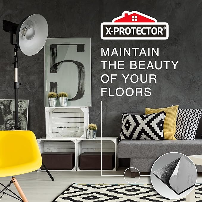 X-PROTECTOR Felt Furniture Pads - 12 PCS 3" - Felt Pads Floor Protectors - Chair Felt Pads - Felt Pads for Furniture Feet - Furniture Pads for Hardwood Floors - Protect Your Floors! (Black, Square)