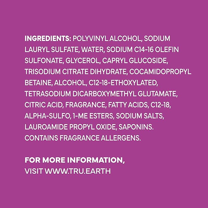 Tru Earth Compact Dry Laundry Detergent - Up to 128 Loads (64 Sheets) - Paraben-Free - Original Eco-Strip Liquidless Detergent, Travel - Lilac Breeze | Packaging May Vary