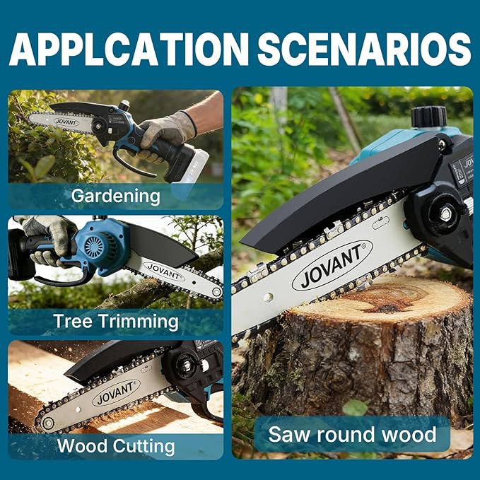 6-Inch Mini Chainsaw Cordless,Lightweight Handheld Electric Pruning Saw for Tree Trimming, Branch Cutting, Wood Cutting, Gardening - Safety Lock, Automatic Oiler, (No battery)
