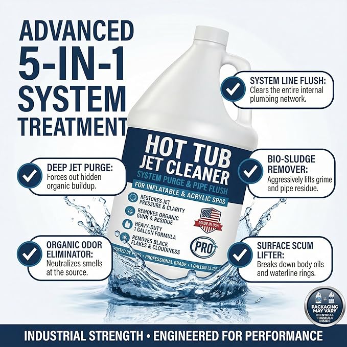 Hot Tub Jet Cleaner 1 Gallon - Spa Line Flush & Spa System Flush - Jet Tub Cleaner for Jets, Lines & Tubes - Pipe & Line Purge Before Drain Refill - Made in USA - BubbyShine